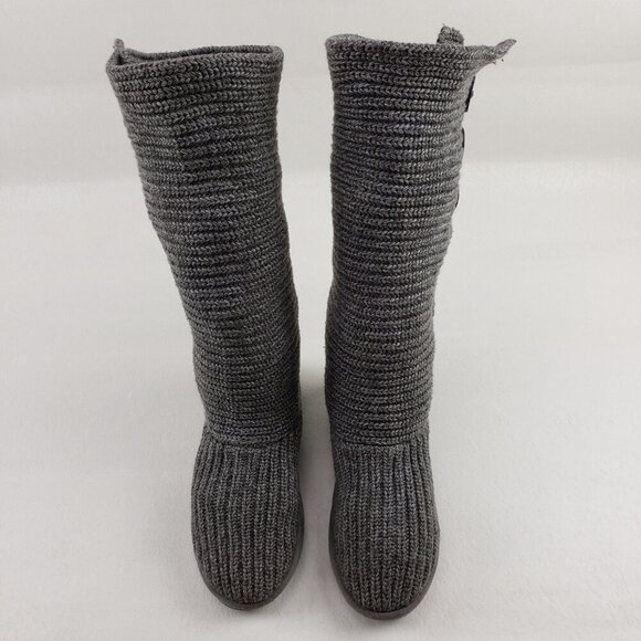 Ugg Cardy Knit Tall Boot Womens 8 Gray Pull On Button Up Sweater Winter Cozy - Picture 3 of 14